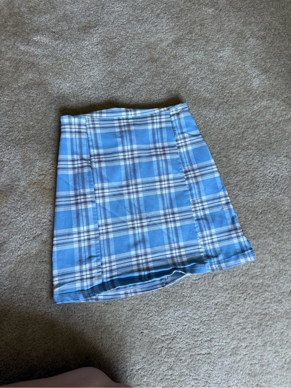 Altar'd State Blue and White Plaid Mini Skirt